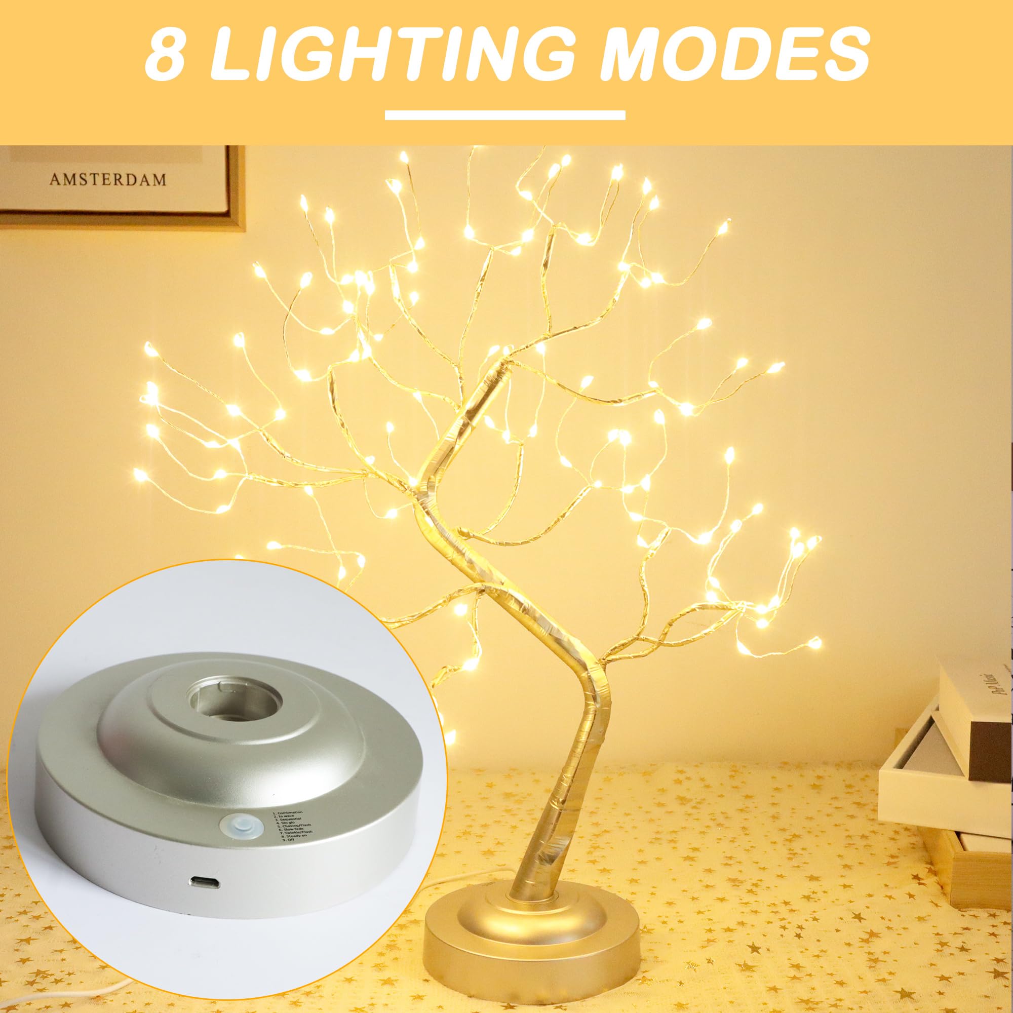金色の盆栽風装飾 LEDライト付き Amazon｜人工樹木 家の装飾ギフトのリアルなフェイク盆栽の木LEDライト